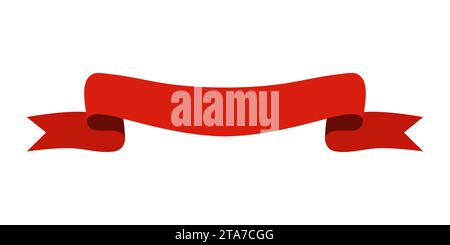 Nastro banner rosso in stile piatto isolato su sfondo bianco. Illustrazione vettoriale Illustrazione Vettoriale