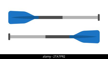 Due remi isolati su sfondo bianco. Remi a remi. Sport acquatici. Icona dei remi della barca. Illustrazione Vettoriale