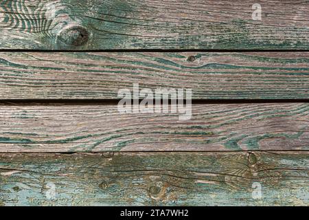 Sfondo in legno, vecchio muro in legno, dipinto di blu, con fessure e chiodi. Foto Stock