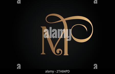 Design con logo monogramma Luxury Initial TM o MT Text Letter Illustrazione Vettoriale