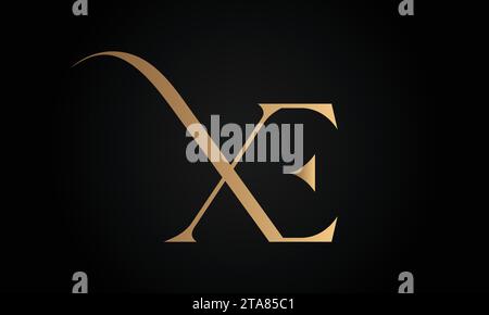 Design del logo con lettera di testo monogramma Luxury Initial ex o XE Illustrazione Vettoriale