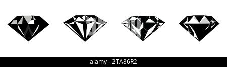 Icone vettore diamantate impostate su sfondo bianco. Illustrazione Vettoriale
