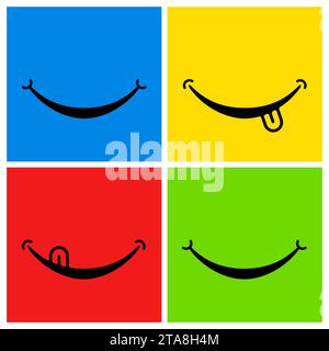 Icona sorriso su sfondo colorato. Illustrazione vettoriale del concetto di sorriso. Illustrazione Vettoriale