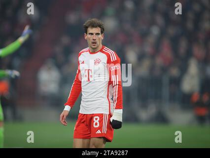 München, Deutschland 29. Novembre 2023: Fussball, Herren, Champions League, 5.Spieltag, Saison 2023/2024, FC Bayern München - FC Kopenhagen, Allianz Arena Leon Goretzka (FC Bayern München) Stehend, Kopf, Oberkörper Foto Stock