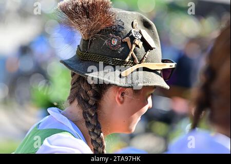 Un tipico cappello con barba camoscio nel Salzkammergut (Bad Goisern) Foto Stock