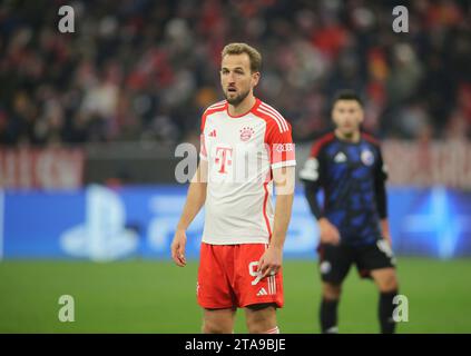 München, Deutschland 29. Novembre 2023: Fussball, Herren, Champions League, 5.Spieltag, Saison 2023/2024, FC Bayern München - FC Kopenhagen, Allianz Arena Harry Kane (FC Bayern München) Kopf, Oberkörper, Stehend Foto Stock