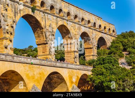 Pont du Gard, Vers Pont-du-Gard, Languedoc-Roussillon, Francia Foto Stock