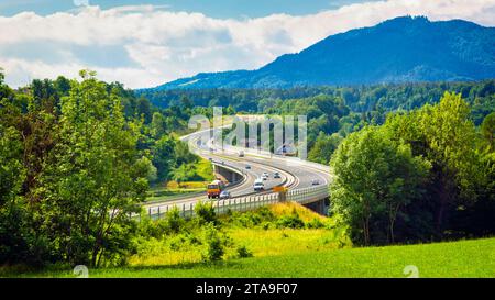 Autostrada vicino a Kranj, alta Carniola, Slovenia Foto Stock