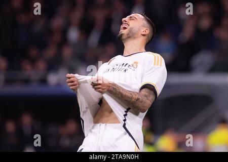 29 novembre 2023; stadio Santiago Bernabeu, Madrid, Spagna, Champions League Football, fase a gironi, Real Madrid contro Napoli; Joselu Foto Stock