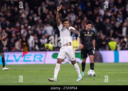 Madrid, Spagna. 29 novembre 2023. UEFA Champions League partita di calcio Real Madrid vs Napoli allo stadio Santiago Bernabeu, Madrid 29 novembre 2023. Rodrygo 900/Cordon Press Credit: CORDON PRESS/Alamy Live News Foto Stock