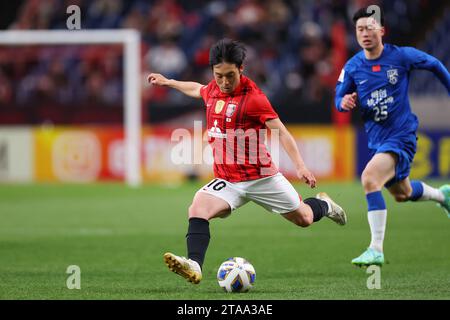 Saitama, Giappone. 29 novembre 2023. Shoya Nakajima (Reds) calcio/calcio : AFC Champions League 2023-24 fase a gironi tra Urawa Red Diamonds 2-1 Wuhan Three Towns Football Club al Saitama Stadium 2002 a Saitama, Giappone . Crediti: Naoki Morita/AFLO SPORT/Alamy Live News Foto Stock