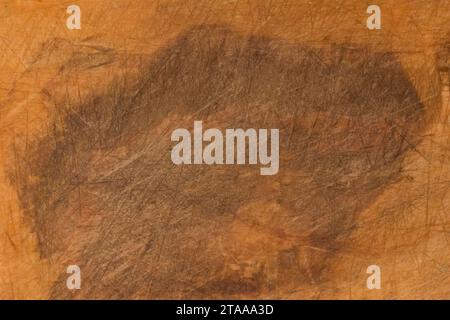 Macchia scura astratta sporca superficie in legno bordo marrone trama ravvicinata macchie macro di sfondo. Foto Stock