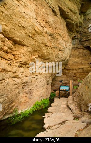 Storico canale di irrigazione a Montezuma ben, Montezuma Castle National Monument, Arizona Foto Stock