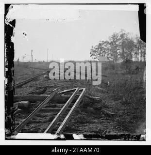 Virginia. Le vie della Orange & Alexandria Railroad, distrutta dai confederati tra stazione di Bristow e il Rappahannock Foto Stock