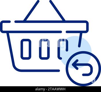 Shopping online. Restituzione delle merci. Carrello della spesa e simbolo freccia di restituzione. Icona Pixel Perfect Illustrazione Vettoriale