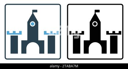 icona del castello. icona relativa alla festa di una fiaba o di una festa a tema medievale. stile icona a tinta unita, doppio tono. semplice progettazione vettoriale modificabile Illustrazione Vettoriale