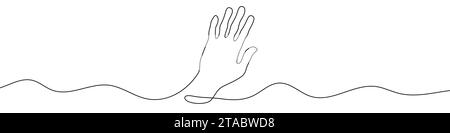 Disegno continuo della mano. Icona lineare a mano. Sfondo del disegno a una linea. Illustrazione vettoriale. Icona linea continua manuale Illustrazione Vettoriale