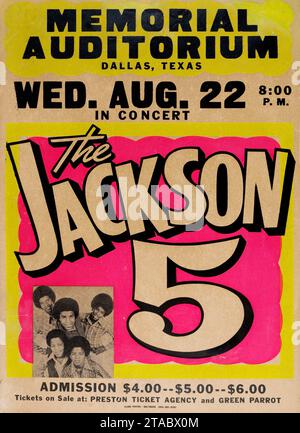 Jackson 5 Memorial Auditorium, Dallas, Texas, poster dei concerti degli anni '1970 (1973) Foto Stock