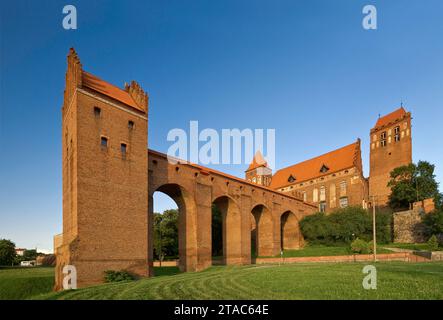 Dansker alias gdanisko toilet tower nel castello medievale Teutonico, in stile gotico, a Kwidzyn, Pomerania, Polonia Foto Stock
