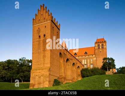 Dansker alias gdanisko toilet tower nel castello medievale Teutonico, in stile gotico, a Kwidzyn, Pomerania, Polonia Foto Stock