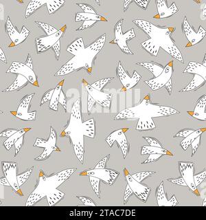 Modello senza cuciture con vettore Flying Birds Illustrazione Vettoriale