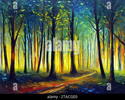 The Luminous Forest Painting (olio su tela). Foto Stock