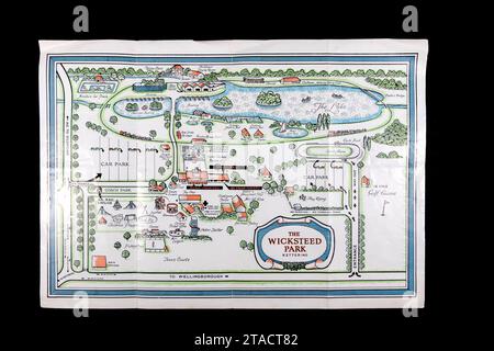 mappa e volantino d'epoca del parco giochi wicksteed uk kettering Foto Stock