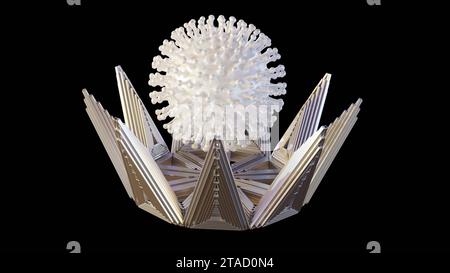 La tecnologia DNA origami è stata in grado di inghiottere un intero corpo virale o noto come rendering 3d trappola virale molecolare Foto Stock
