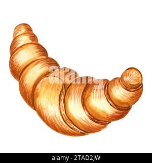 Illustrazione croissant acquerello. Pasticcini francesi disegnati a mano. Foto Stock