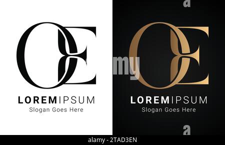 Design con logo EO o OE iniziale monogramma testo Letter Luxury Illustrazione Vettoriale