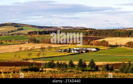 Dundee, Tayside, Scozia, Regno Unito. 30 novembre 2023. Tempo nel Regno Unito: Nella zona rurale di Dundee, il sole invernale con il clima mite crea spettacolari panorami sulle Sidlaw Hills e sulla Strathmore Valley. Crediti: Dundee Photographics/Alamy Live News Foto Stock