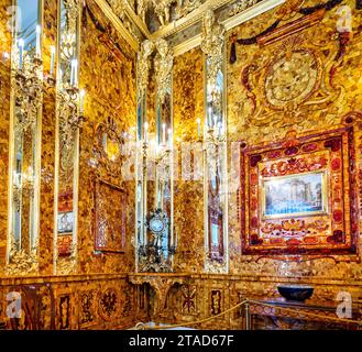 La Sala Ambra all'interno di Palazzo di Caterina. San Pietroburgo Russia Foto Stock