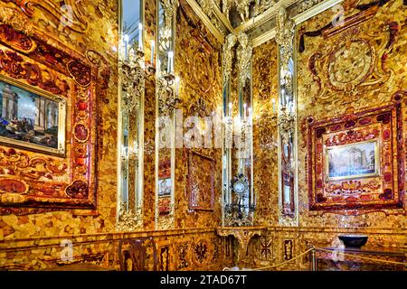 La Sala Ambra all'interno di Palazzo di Caterina. San Pietroburgo Russia Foto Stock