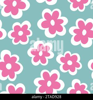 Motivo senza cuciture con fiori decorativi creativi. Illustrazione Vettoriale