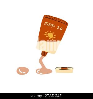 crema solare nel tubo - illustrazione vettoriale piatta Illustrazione Vettoriale