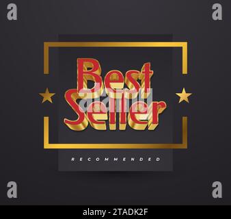 Distintivo o emblema 3D Best Seller nei colori Luxury Red e Gold. Simbolo del premio BEST seller, icona, etichetta o adesivo Illustrazione Vettoriale