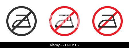 Non stirare il cartello. non stirare l'icona del bucato. Cartello di divieto di stiratura. Illustrazione vettoriale Illustrazione Vettoriale