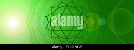 Sfondo del chakra del cuore, segno di un centro di energia spirituale nel corpo umano Foto Stock