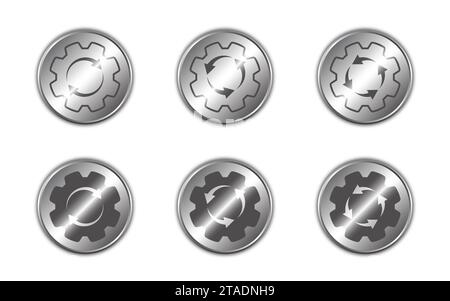 Icona flusso di lavoro. Set di icone delle ruote dentate con frecce all'interno. Illustrazione vettoriale Illustrazione Vettoriale