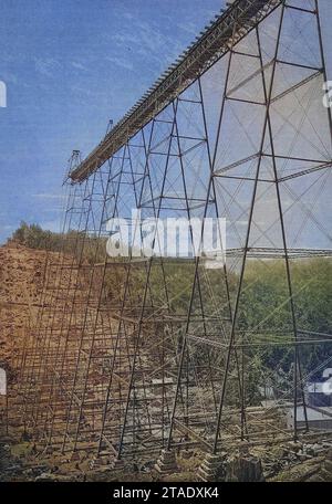 Kinzua Bridge, Kinzua-Viadukt bei Alton, Pennsylvania, USA, um 1885, Historisch, digital restaurierte Reproduktion von einer Vorlage aus dem 19. Jahrhundert / Kinzua Bridge, viadotto Kinzua vicino ad Alton, Pennsylvania, USA, c. 1885, storico, riproduzione restaurata digitalmente da un originale del xix secolo Foto Stock