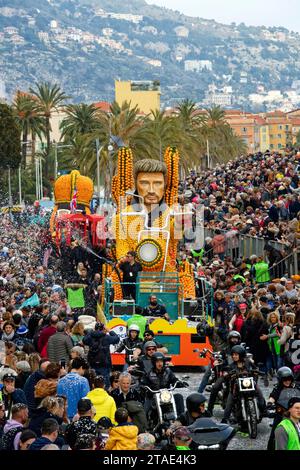 Francia, Alpes Maritimes, Mentone, Festival dei Limoni (fete du Citron) 2023, The Parade or corso, tema 2023 Rock and Opera Foto Stock