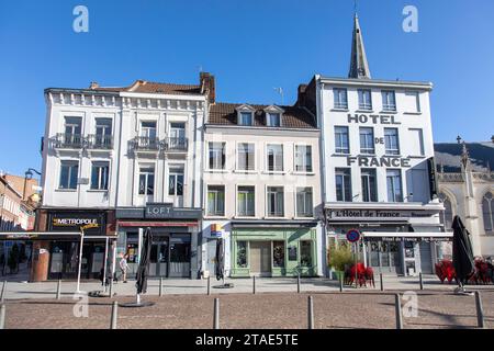 Francia, Nord, Roubaix, Grand-Place, terrazza dell'Hôtel de France Foto Stock