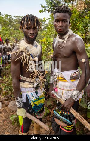 Senegal, Casamance, Cap Kirring, lottatori Foto Stock