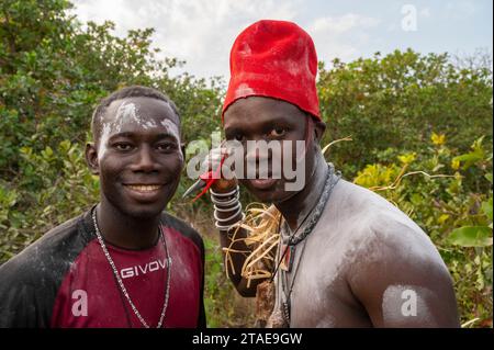 Senegal, Casamance, Cap Kirring, lottatori Foto Stock