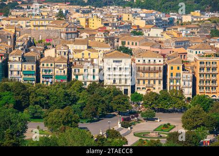 Grecia, Isole Ionie, isola di Corfù, città di Corfù (o Kerkyra), la città vecchia dichiarata Patrimonio dell'Umanità dall'UNESCO, panorama dalla cima dell'antica fortezza veneziana Foto Stock