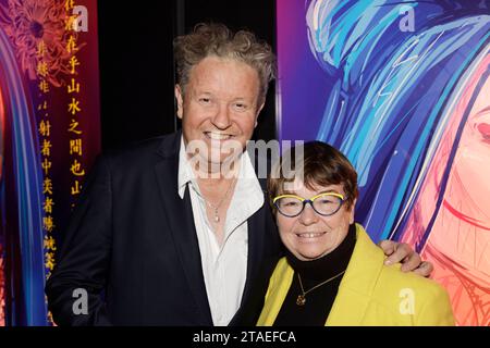 Montevrain, Francia. 29 novembre 2023. Christian Lebon e Michele Laheyne partecipano alla cerimonia di premiazione della Fourchette d'Or al ristorante le Sya Foto Stock