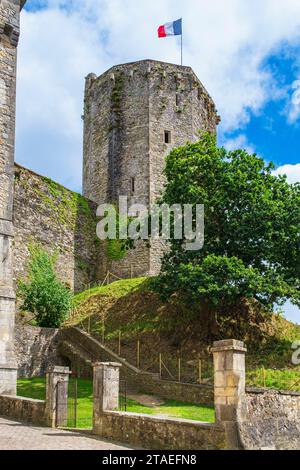 Francia, Manche, Cotentin, Bricquebec, The Keep, resti del castello medievale Foto Stock