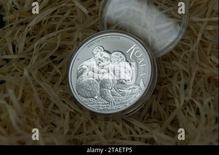 1 dollaro koala australiano 2023. Moneta da investimento in puro argento. Foto Stock