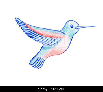 Illustrazione ad acquerello di colibrì. Immagine di un uccello in stile ornamento. Per logo e design. Foto Stock