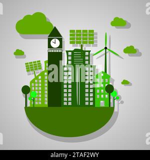 Illustrazione vettoriale del concetto di ecologia ed energia verde ecologica sostenibile ed energia pulita alternativa Illustrazione Vettoriale
